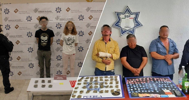 Capturan a cinco presuntos narcomenudistas en la ciudad de Puebla