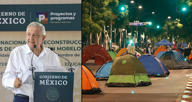 Frena instala plantón en CDMX; AMLO garantiza que podrán quedarse