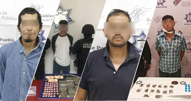 Detiene SSP a cuatro presuntos narcomenudistas en Puebla