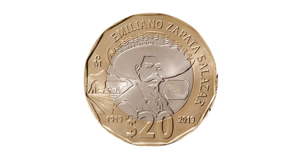 Con monedas de 20 pesos conmemoran muerte de Emiliano Zapata