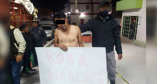 “Roba diablitos” es retenido y exhibido en la Central de Abasto