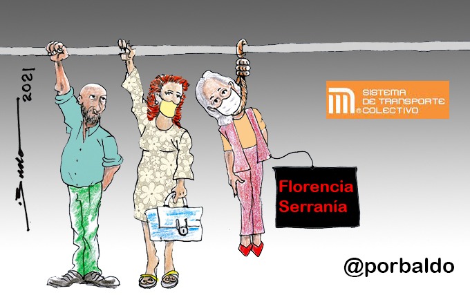 Caricatura: Los colgados de la L12 del metro