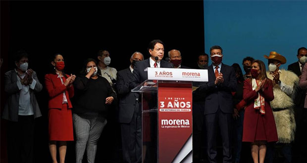 En festejo de Morena, porra a Sheinbaum y abucheo a Delgado