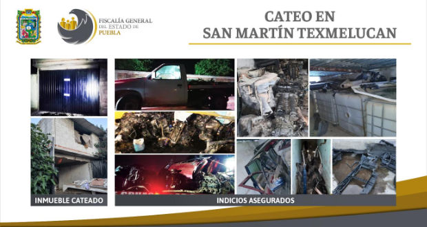 FGE asegura inmueble en Texmelucan con autopartes y vehículo robados