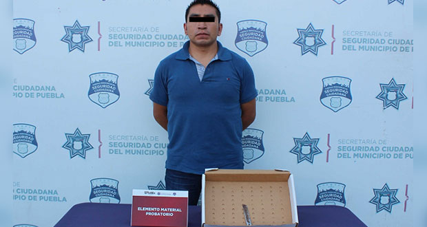Policía Municipal de Puebla detiene a hombre por intento de feminicidio