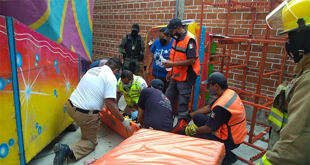 3 lesionados tras caer de juego mecánico en San Pedro Cholula
