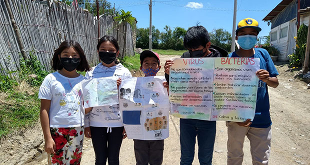 Con carteles, niños invitan a seguir medidas contra Covid en Atlixco