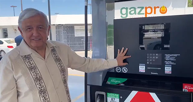 En gira, AMLO destaca precios de gasolina y plan de vacunación