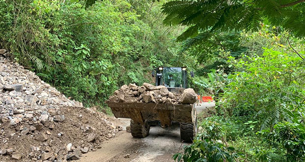Avanza liberación de caminos dañados por Grace en Sierra Norte