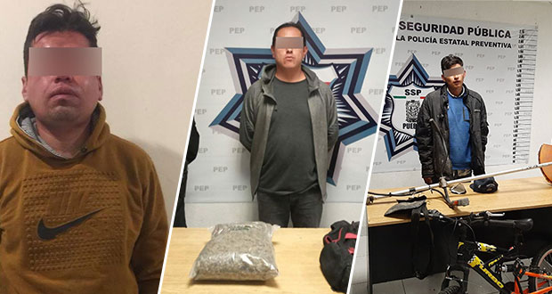 SSP detiene a 2 ladrones y narcovendedor en Puebla y Tehuacán