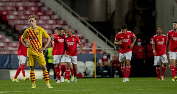 ¡Otro golpazo! Benfica golea a un Barça en declive
