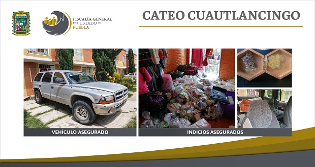 En cateo, FGE asegura en Cuautlancingo droga y artículos robados