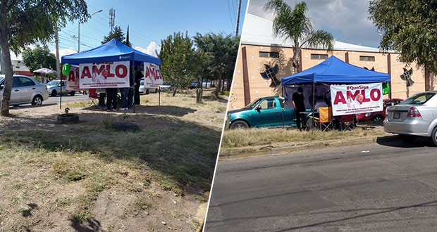 Con lonas y perifoneo promueven la revocación de mandato en Puebla 