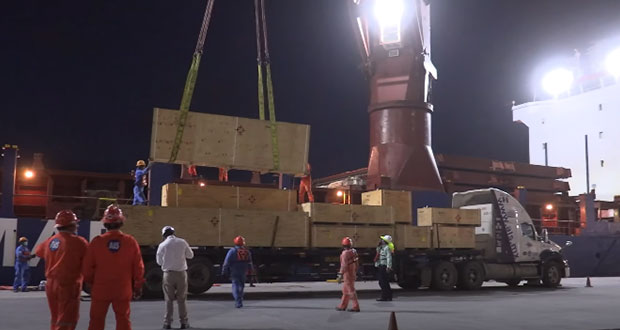 Desde EU, reciben en Dos Bocas equipo para planta de gas
