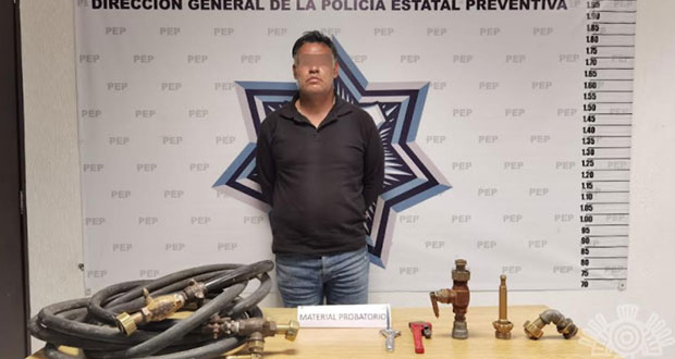 Detienen a presunto huachigasero en San Jerónimo Caleras