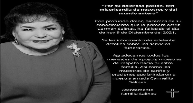 Muere la actriz mexicana Carmen Salinas, a los 82 años