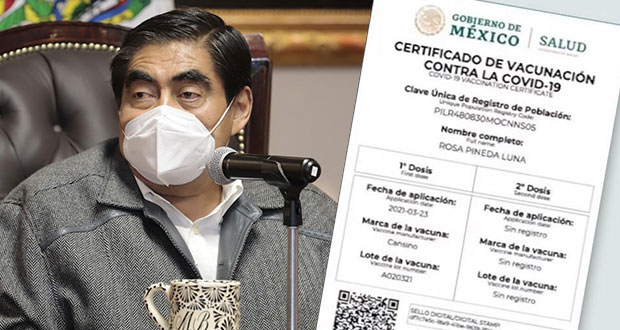 Sigue en pie decreto para exigir certificado Covid en Puebla, anuncia Barbosa
