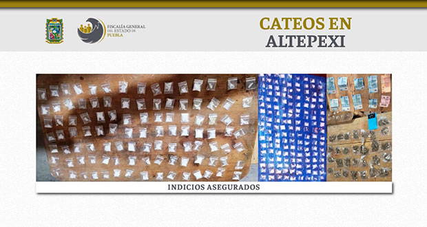 FGE halla más 300 dosis de droga en domicilios de Altepexi