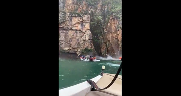 Roca se desprende sobre turistas en lago de Brasil; van 10 fallecidos