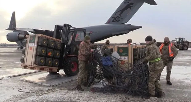 Suman 170 toneladas de armamento que llegan a Ucrania desde EU