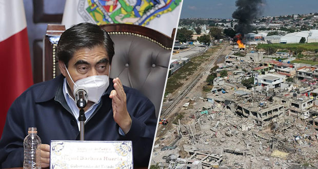 Reconstrucción por explosión en Xochimehuacan continúa: Barbosa