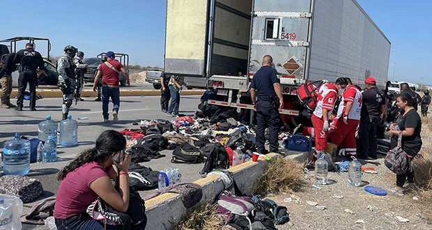 CNDH investiga hallazgo de 160 migrantes dentro de tráiler en Coahuila 
