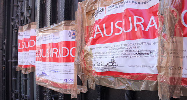 Clausuran 149 establecimientos irregulares en Puebla capital