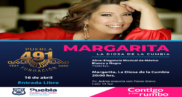 Margarita “La Diosa de la cumbia” estará en el 491 aniversario de Puebla