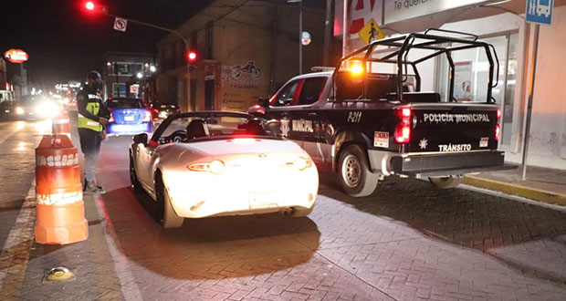 En San Pedro Cholula, remiten a 32 durante operativo alcoholímetro