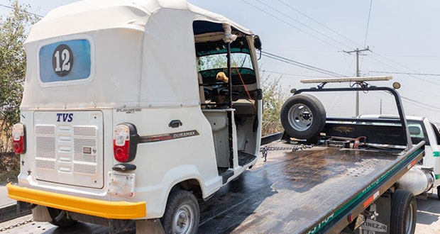 En operativo, retiran de circulación 2 mototaxis en Cuautlancingo