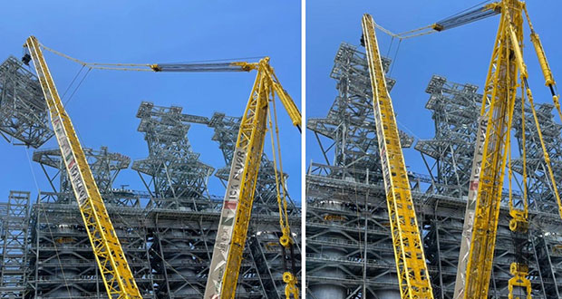 Colocan última torre en coquizadora de refinería Olmeca: Nahle