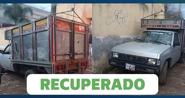 Policías de San Pedro Cholula recuperan camioneta robada
