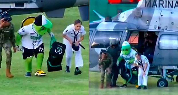 Helicóptero en evento de Tabasco, por solicitud; fomenta deporte