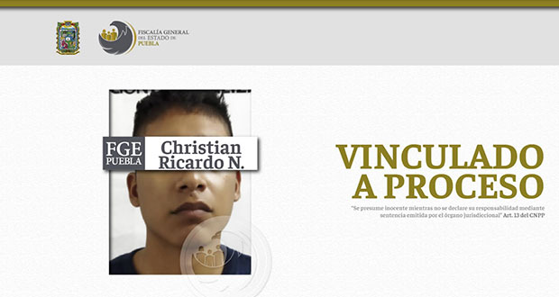 Vinculan a proceso a presunto feminicida de joven en Atlixco: FGE