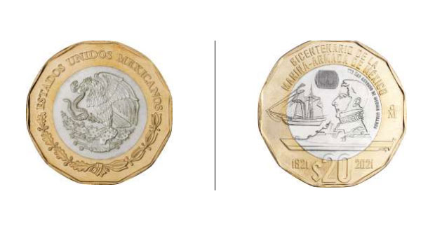 Banxico lanza moneda de 20 pesos alusiva a Armada de México