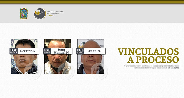 Vinculan 3 a proceso por robos de autopartes y transporte en Puebla