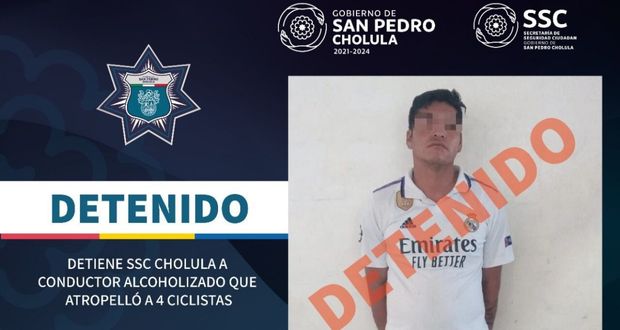En Cholula, detienen a conductor ebrio que atropelló a 4 ciclistas
