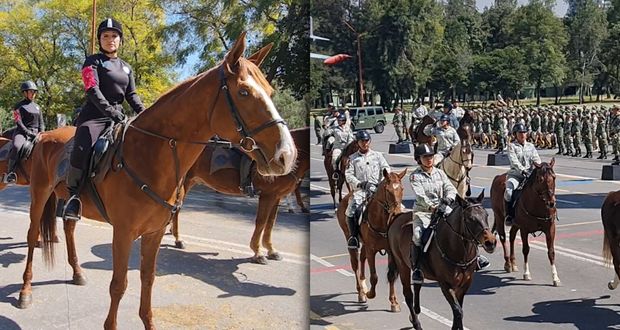 Para desfile militar, 45 oficinistas de Agrupamiento Montado Femenil