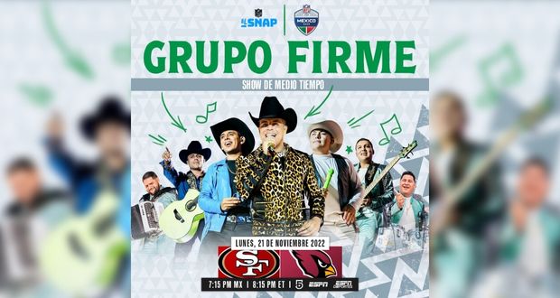 Grupo Firme tocará en el medio tiempo de la NFL en México