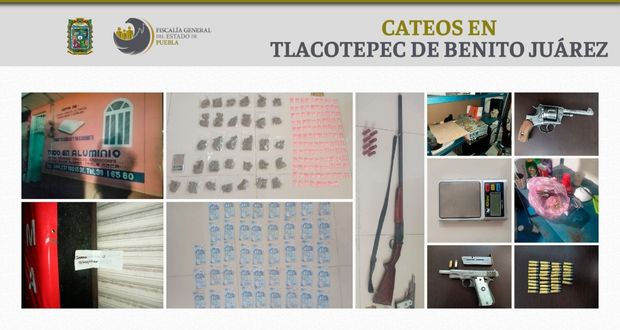 En Tlacotepec, aseguran tres armas, cartuchos y 200 dosis de cristal
