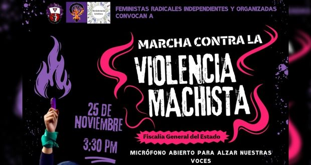 Anuncian marchas en Puebla por el Día contra la Violencia a la Mujer