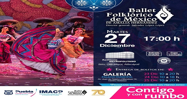 Próximo martes, gratis en Puebla Ballet Folklórico de México
