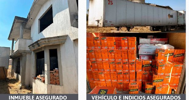 Recupera FGE 310 cajas de licor y un remolque en Coronango