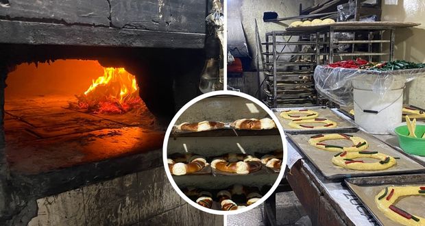 A mano y en horno de piedra, familia poblana elabora roscas de Reyes rellenas
