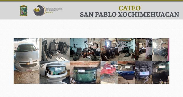 En Xochimehuacan, FGE asegura vehículo robado y autopartes