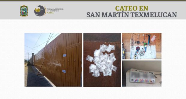 En cateo en Texmelucan, aseguran 35 dosis de cristal y placas robadas