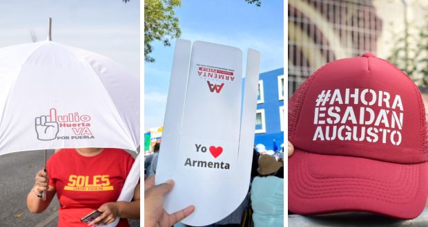 Con gorras, promueven a Huerta, Adán Augusto y Armenta en desfile del 5 de Mayo