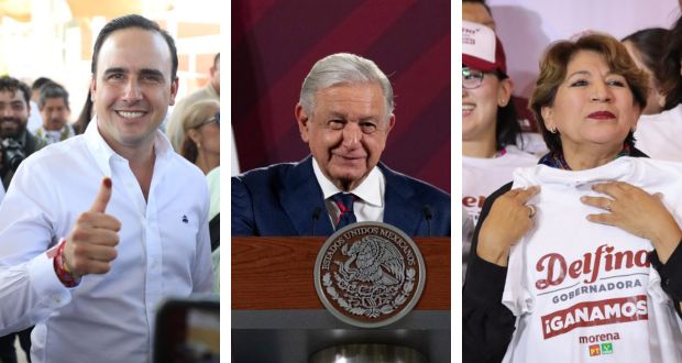 AMLO felicita a Delfina Gómez y Manolo Jiménez por ganar elecciones
