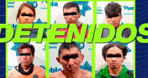 Policía municipal detiene a seis personas por robo a transeúnte