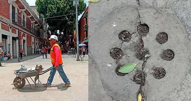 Piden reparar lajas y drenaje en la 5 de Mayo de Puebla; ambulantes vuelven